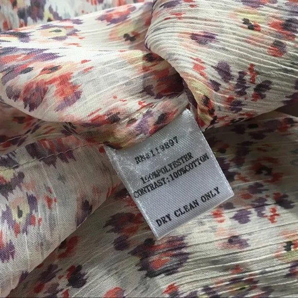 Collective Concepts Sheer Pastel Floral Scoop Neck Short Sleeve Blouse XS - Picture 5 of 5